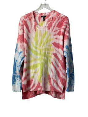 AQUA Curve Multicolor Tie Dye Chunky Knit Sweater Plus Size 3X NWT